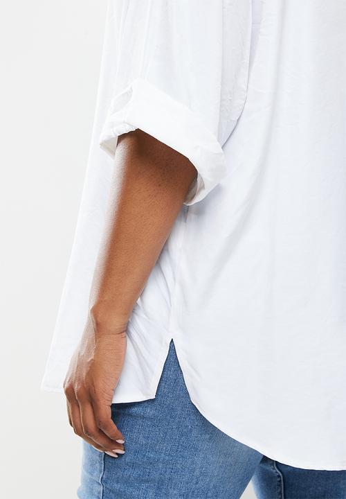 Me&B - Plus oversized shirt - white bamboo plain
