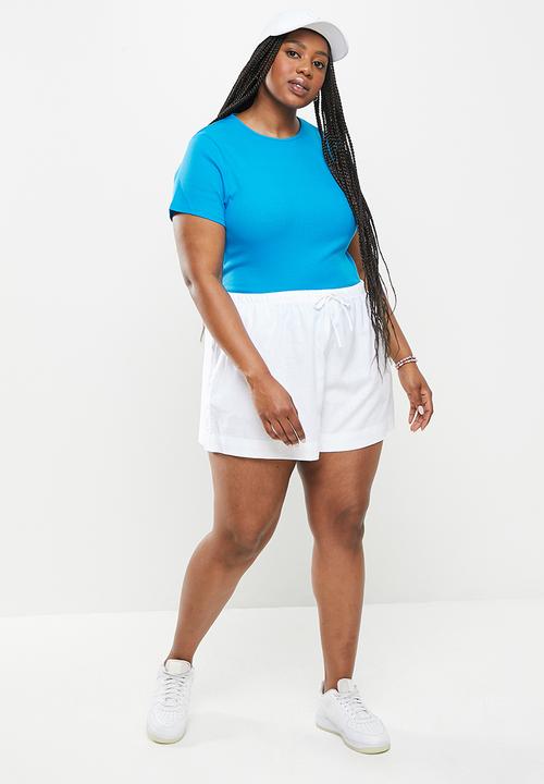 Cotton On - Curve the one organic rib crew short sleeve tee - true blue