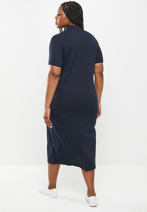 POLO - Plus kingsley short sleeve long line golfer dress - navy