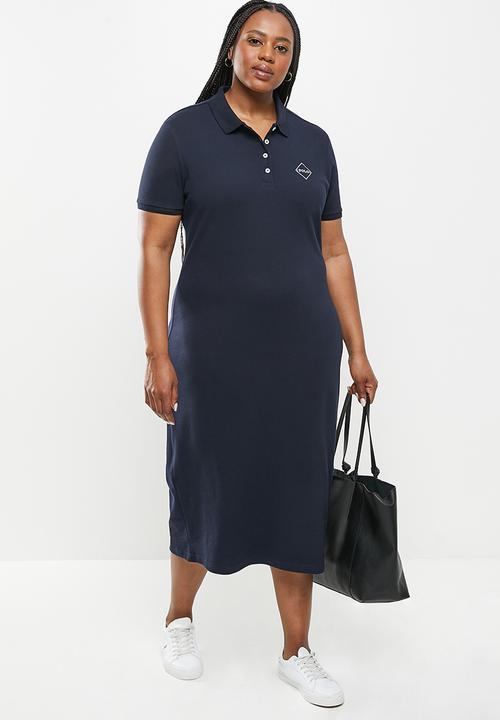 POLO - Plus kingsley short sleeve long line golfer dress - navy