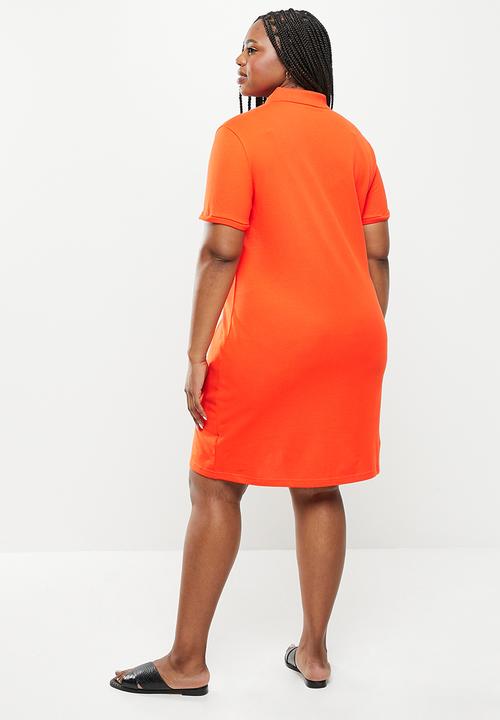 POLO - Plus kori short sleeve big pony golfer dress - orange