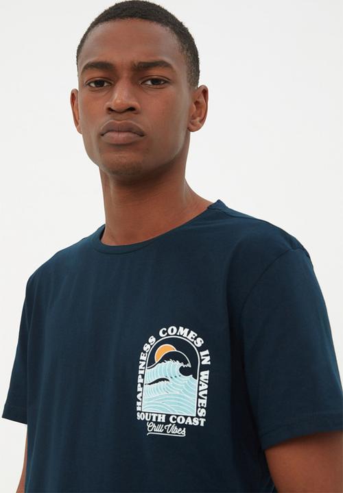 Trendyol - Happiness comes in waves regular fit tee - navy