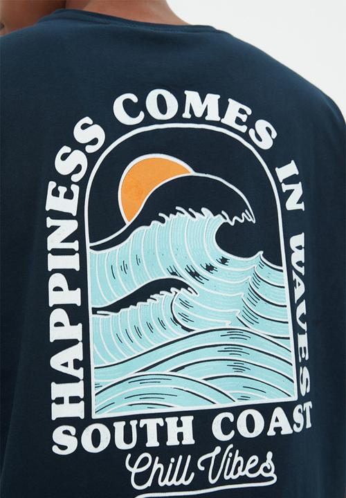 Trendyol - Happiness comes in waves regular fit tee - navy