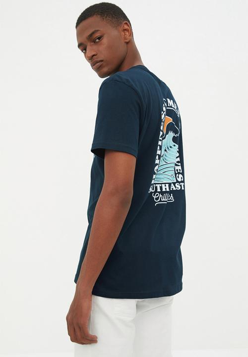 Trendyol - Happiness comes in waves regular fit tee - navy
