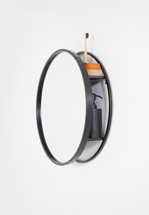 Bathroom Solutions - Store-it round mirror 50cm - black