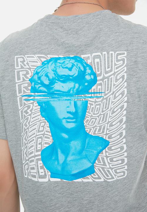 Trendyol - Rebellious short sleeve regular fit back print tee - grey