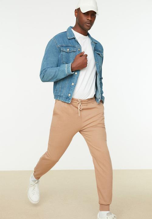 Trendyol - Cuffed basic sweatpants - beige