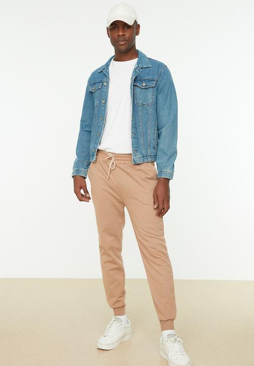 Trendyol - Cuffed basic sweatpants - beige