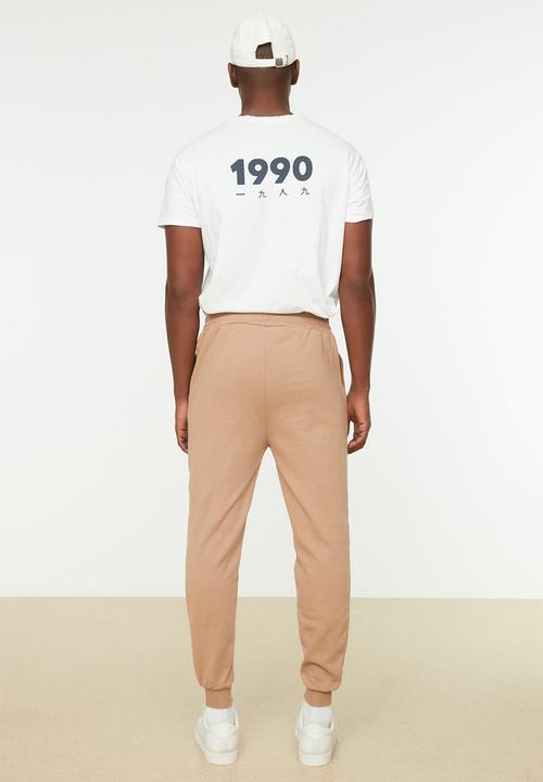 Trendyol - Cuffed basic sweatpants - beige