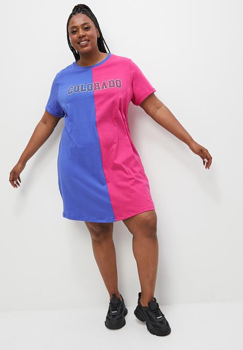 Blake - Mini graphic T-shirt dress - blue & pink