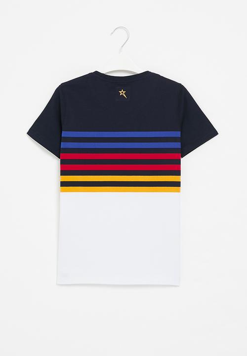SOVIET - B porter crew neck yarn dye stripe tee - navy