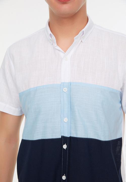 Trendyol - Dave slim fit colour block shirt - blue