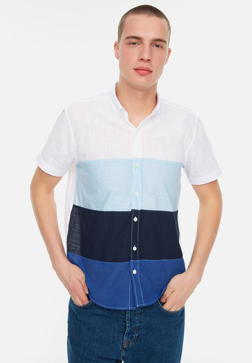 Trendyol - Dave slim fit colour block shirt - blue