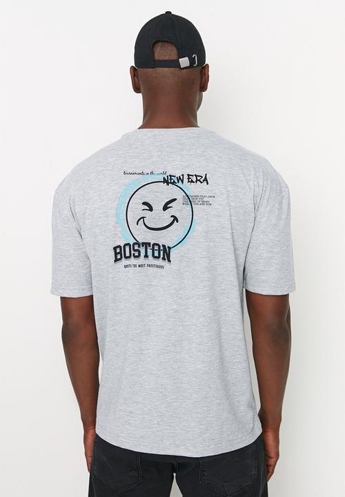 Trendyol - Boston relaxed fit printed tee - grey