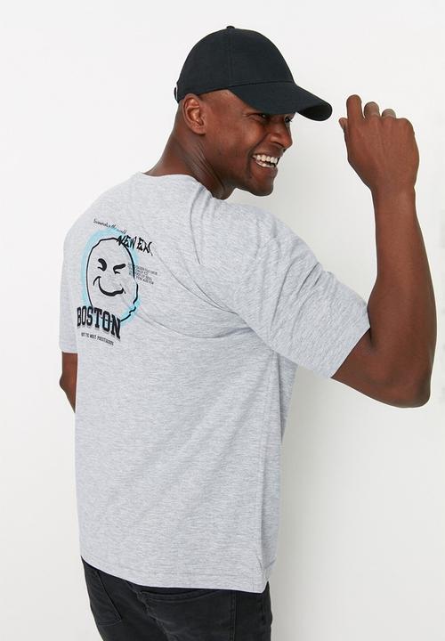 Trendyol - Boston relaxed fit printed tee - grey