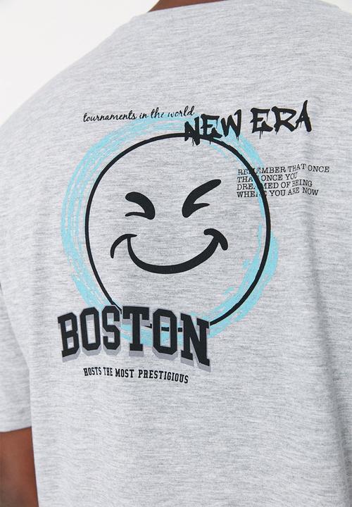 Trendyol - Boston relaxed fit printed tee - grey