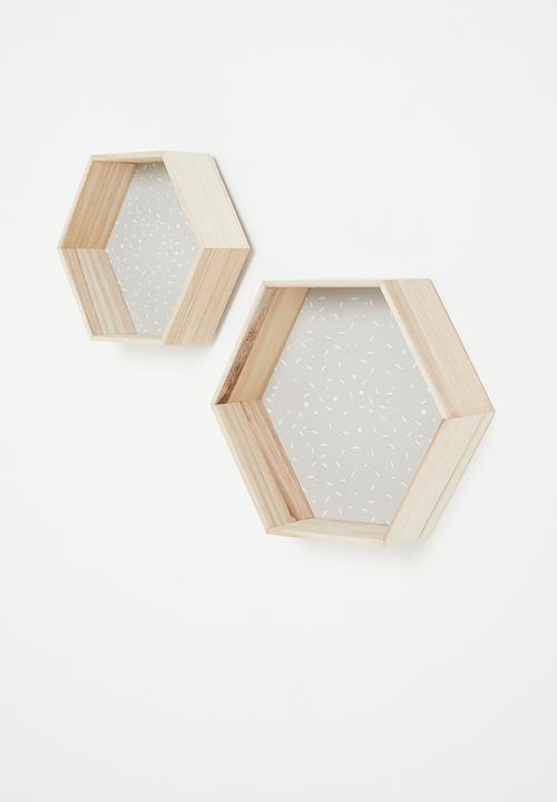H&S - Confetti hex shelves - grey