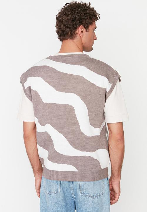 Trendyol - Colour block oversized sleeveless sweater - mink