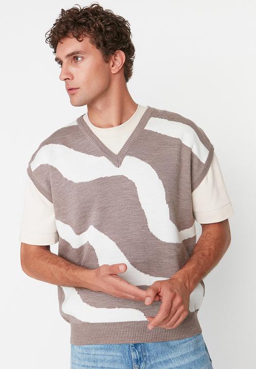 Trendyol - Colour block oversized sleeveless sweater - mink