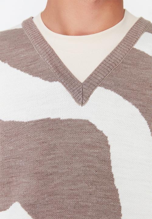 Trendyol - Colour block oversized sleeveless sweater - mink