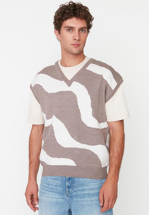 Trendyol - Colour block oversized sleeveless sweater - mink