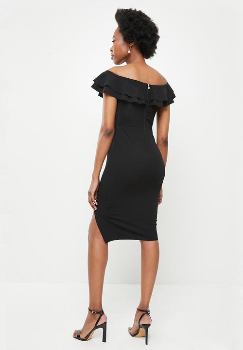 SISSY BOY - Frilly bardot midi - black