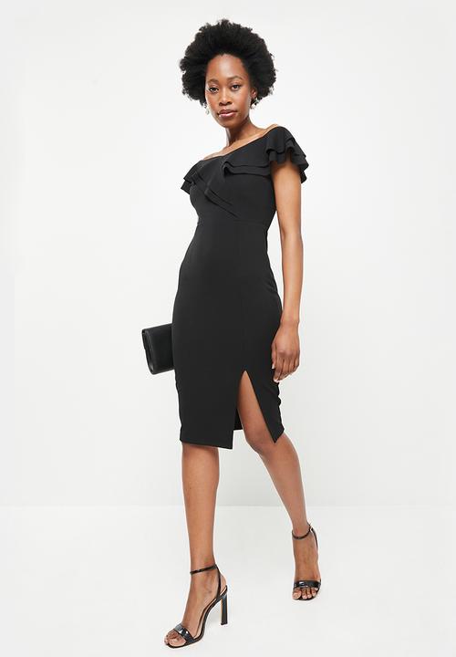SISSY BOY - Frilly bardot midi - black