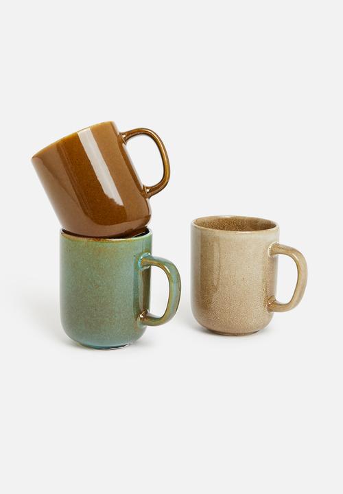 Excellent Houseware - Ceel stoneware mug set of 3 - multi