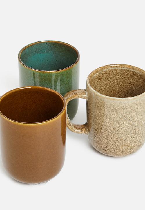 Excellent Houseware - Ceel stoneware mug set of 3 - multi