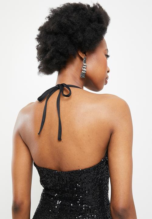 SISSY BOY - Sequin cowl maxi dress - black
