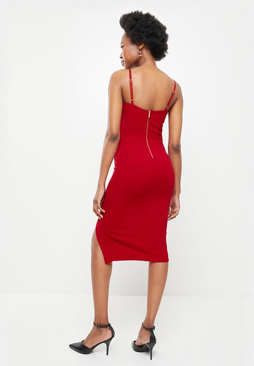 SISSY BOY - Midi asymmetric dress - deep red