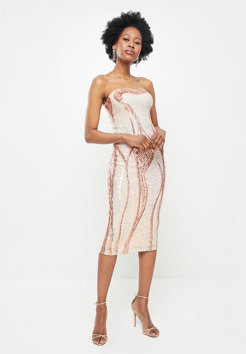 green emerald velvet dress Talk of The Party Deep Sweetheart Strapless Sequin Maxi Dress - Rose Gold