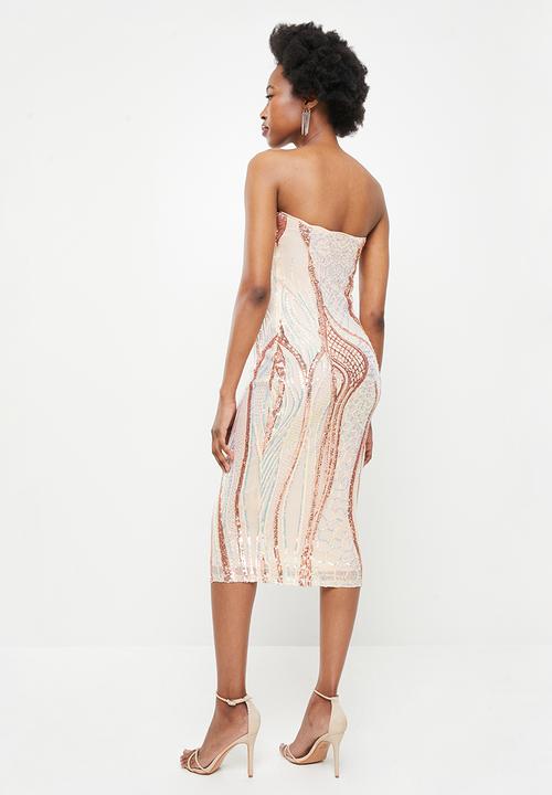 SISSY BOY - Boob tube midi dress - rose gold