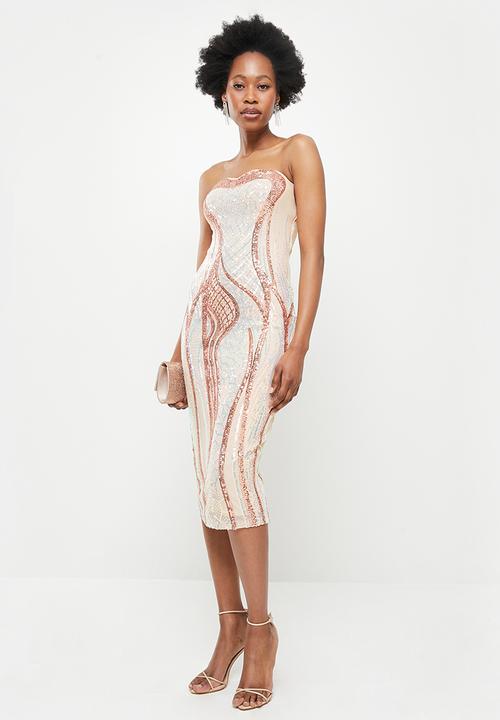 SISSY BOY - Boob tube midi dress - rose gold