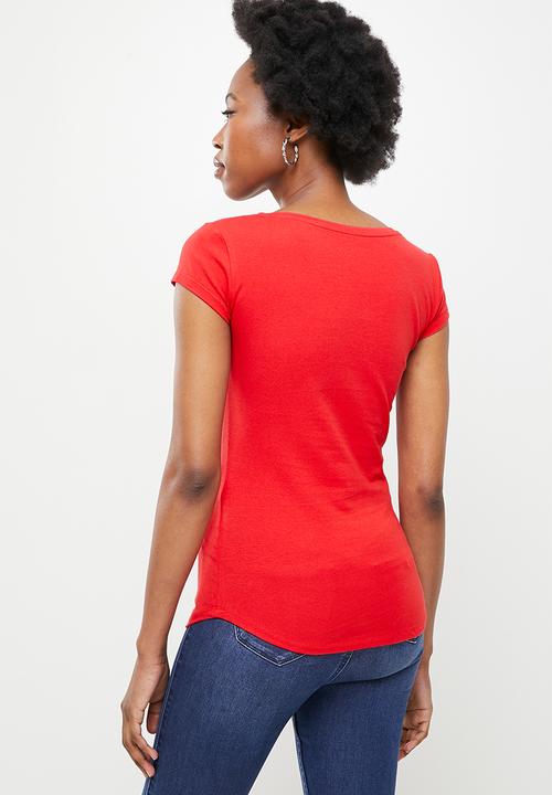 SISSY BOY - Logo top with cap sleeves - red