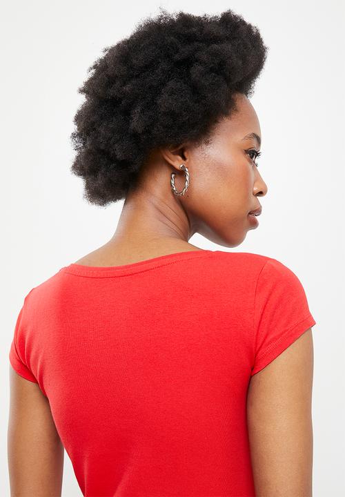 SISSY BOY - Logo top with cap sleeves - red