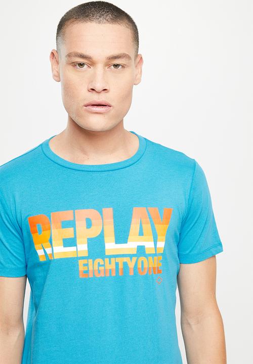 Replay - Basic jersey 81 print - teal