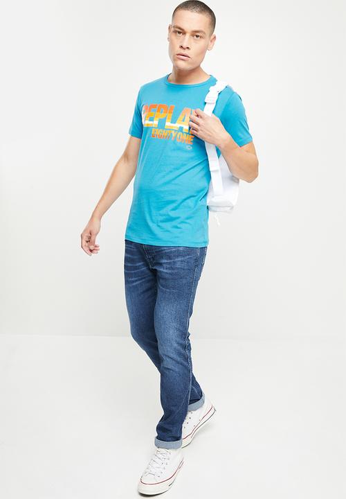 Replay - Basic jersey 81 print - teal