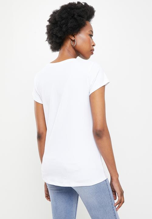 SISSY BOY - Regular fit logo top with short sleeves - white
