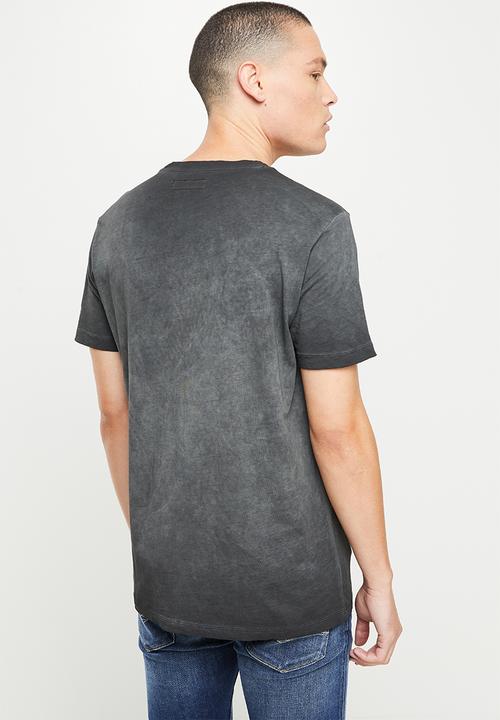 Replay - Garment dyed cotton jersey slogan - black