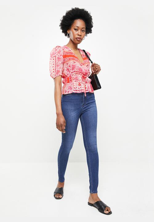 SISSY BOY - Wrap top with elasticated waist detail - red