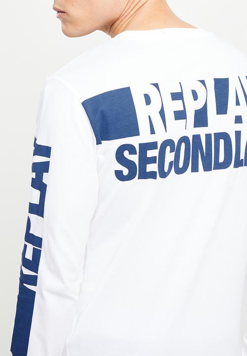Replay - Basic jersey back print long sleeve - white