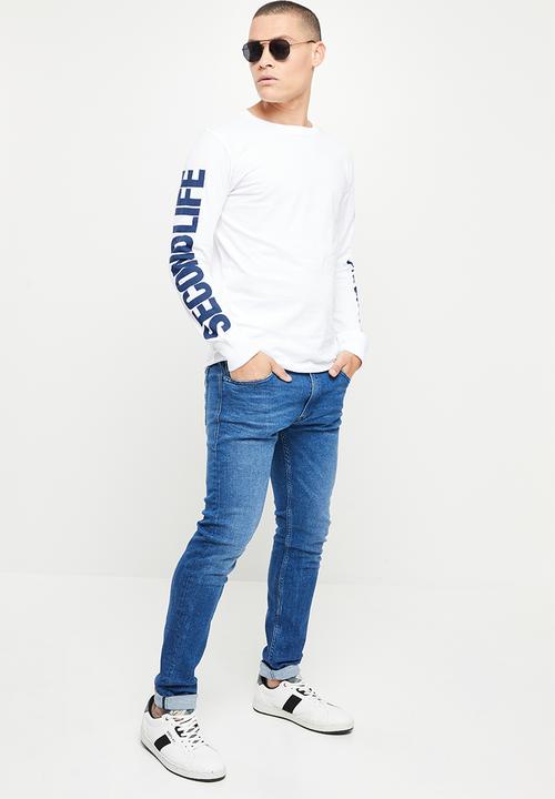 Replay - Basic jersey back print long sleeve - white