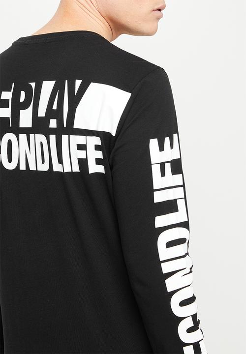 Replay - Basic jersey back print long sleeve - black