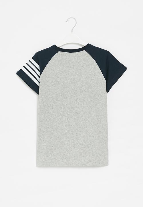 Pop Candy - Boys short sleeve tee - grey & navy