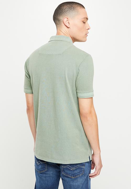 Replay - Garment dyed cotton piquet - washed olive