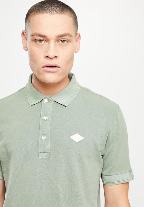 Replay - Garment dyed cotton piquet - washed olive