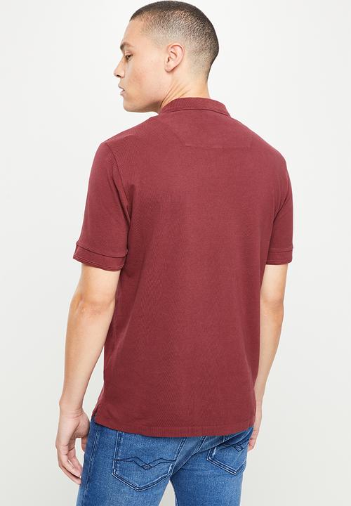 Replay - Garment dyed cotton piquet - burgundy