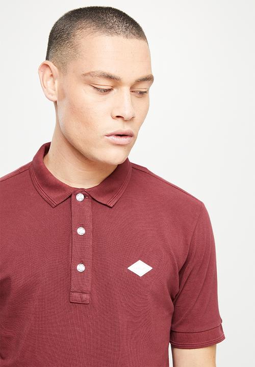 Replay - Garment dyed cotton piquet - burgundy