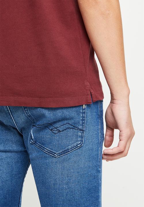 Replay - Garment dyed cotton piquet - burgundy